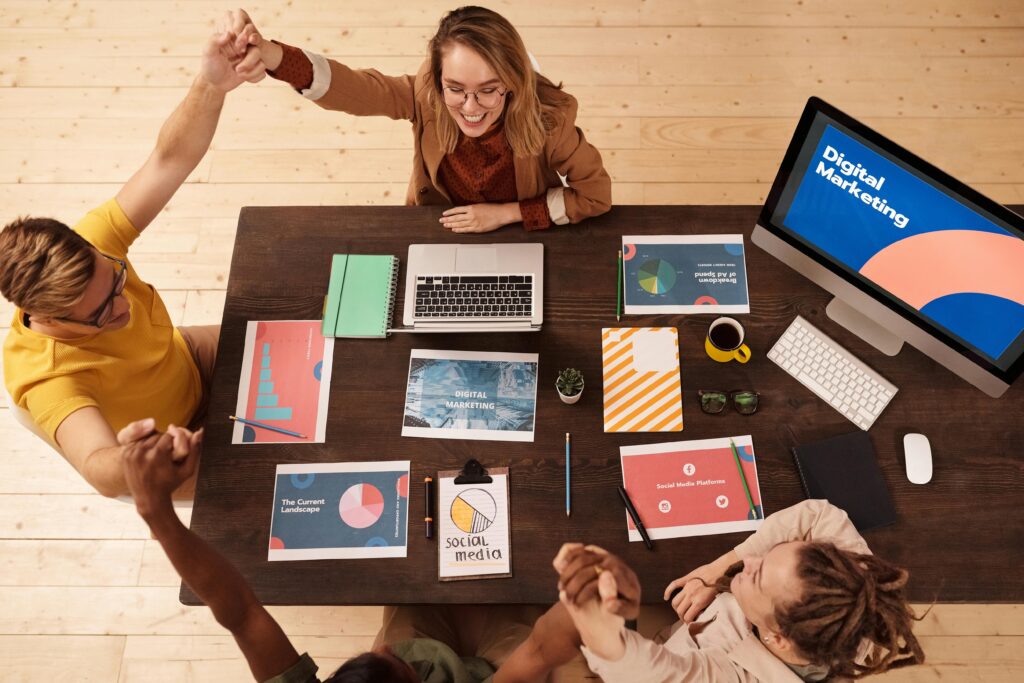 Freelancer working on digital marketing strategies for small businesses